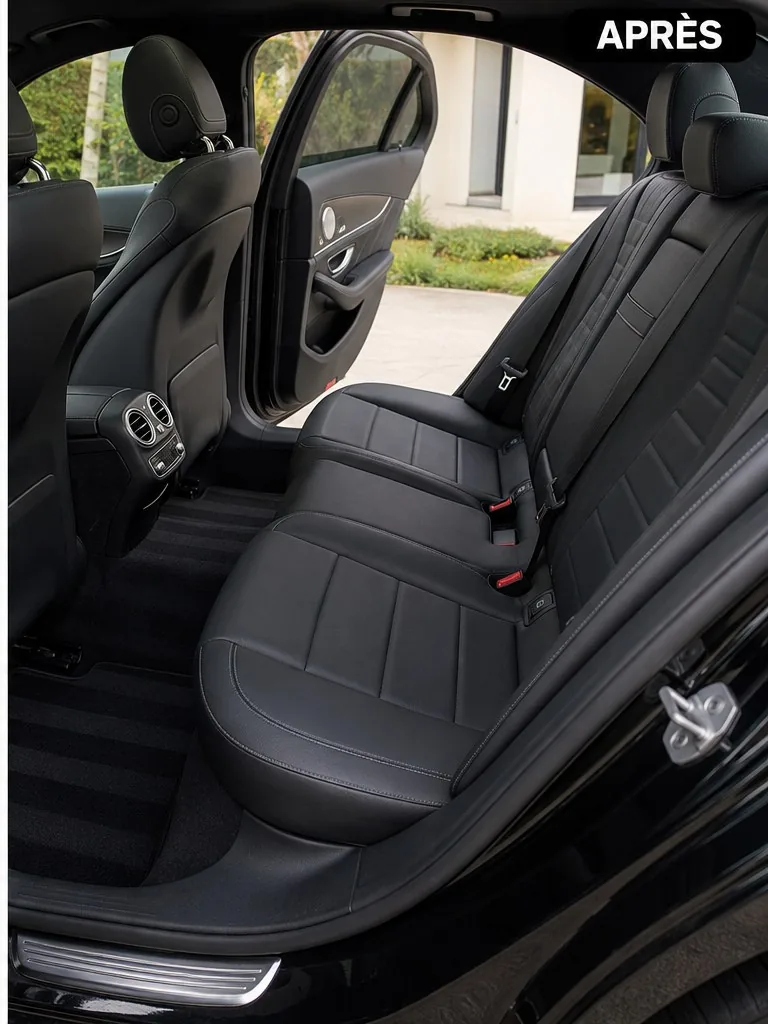 Banquette arrière de voiture après nettoyage des sièges