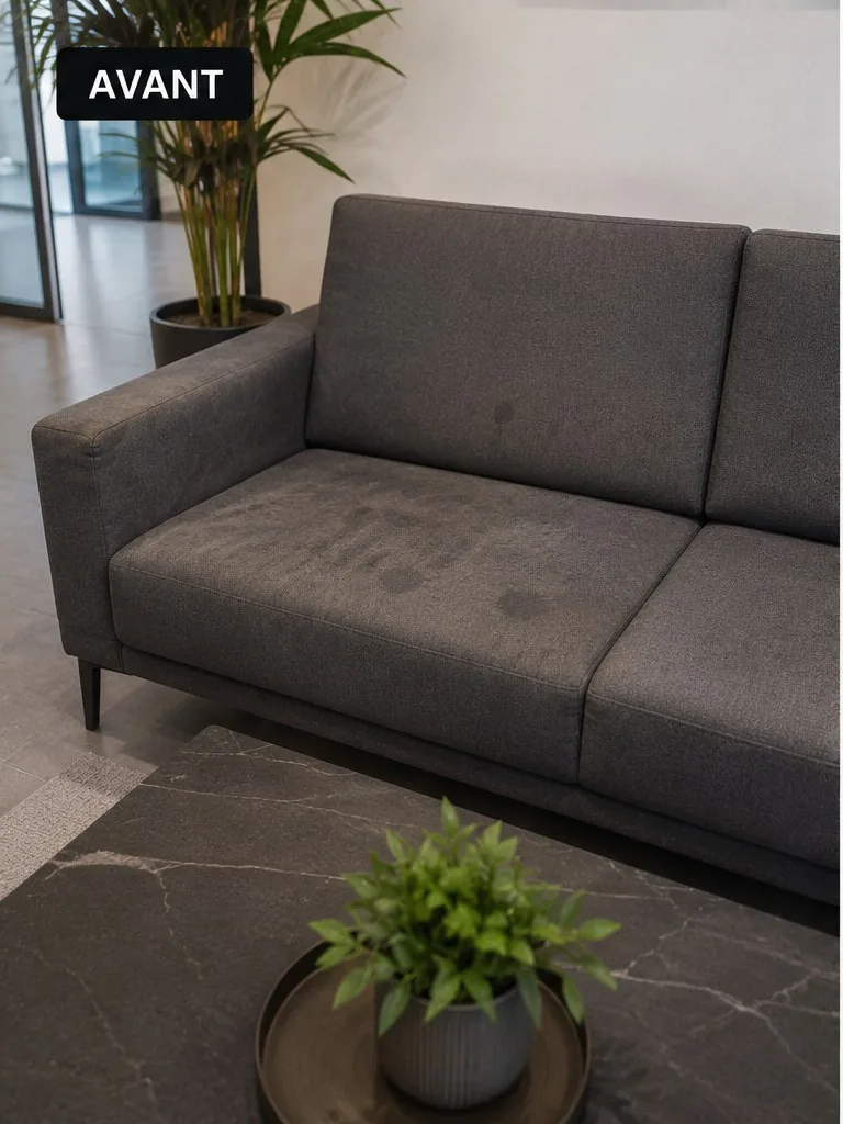 Canapé trois places en tissu avant nettoyage à Paris