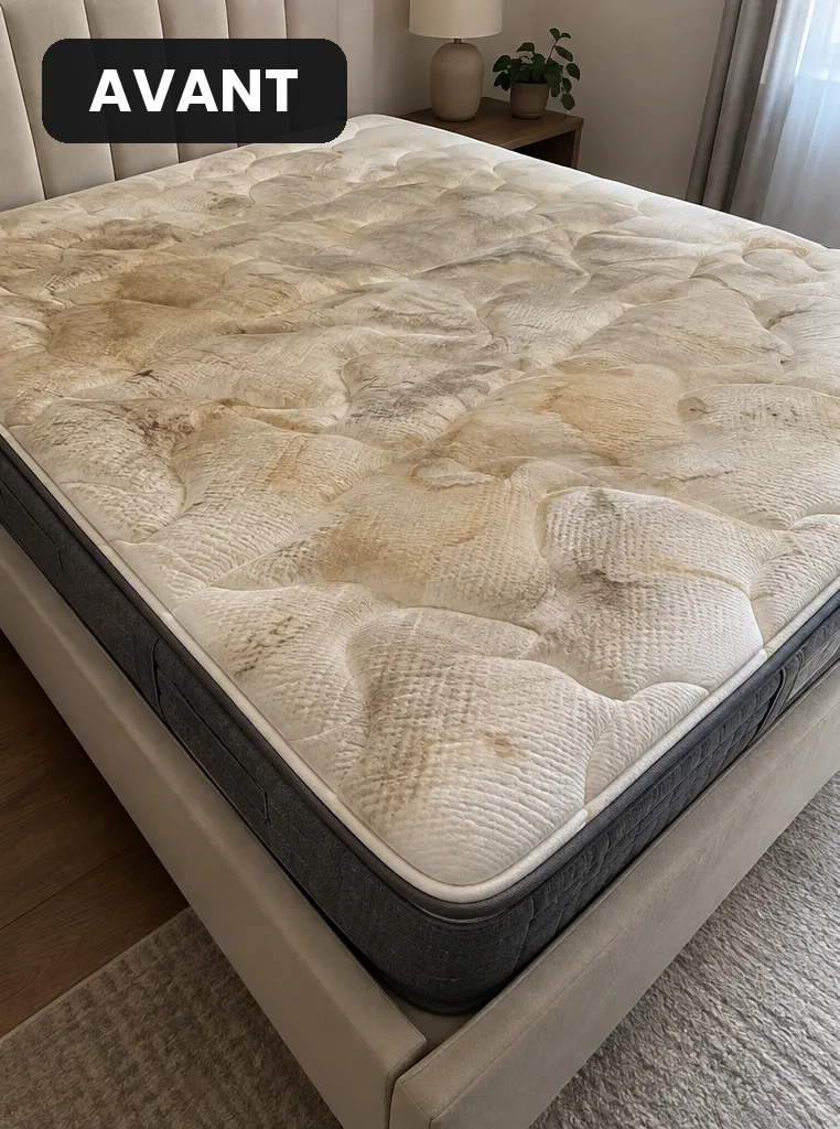 Matelas 2 places avant nettoyage par ELM Nettoyage